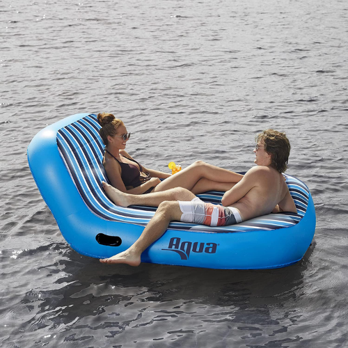 2-Person Aqua Ultra Cushioned Comfort Lounge $44.65 Shipped Free (Reg. $129.99) – Navy/White Stripe, 500lbs Capacity!