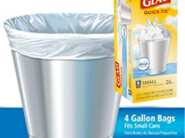 FOUR 26 Count Glad Febreze Fresh Clean 4 Gallon Quick-tie White Trash Bag as low as $5.83 EACH Shipped Free (Reg. $7.89) – 22¢/Bag + Buy 4, Save 5%