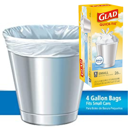 FOUR 26 Count Glad Febreze Fresh Clean 4 Gallon Quick-tie White Trash Bag as low as $5.83 EACH Shipped Free (Reg. $7.89) – 22¢/Bag + Buy 4, Save 5%