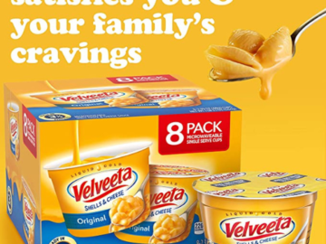 FOUR 8-Count VELVEETA Original Microwavable Shells & Cheese Cups, 2.39 Oz as low as $6.78 EACH Shipped Free (Reg. $10.50) – 85¢/Cup + Buy 4, Save 5%