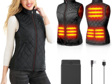 Don’t let the cold get you down. Enjoy the warmth and comfort of this Heated Vest for Women with Battery Pack Electric Rechargeable Heated Coat for just $49.99 After Code + Coupon (Reg. $99.99) + Free Shipping