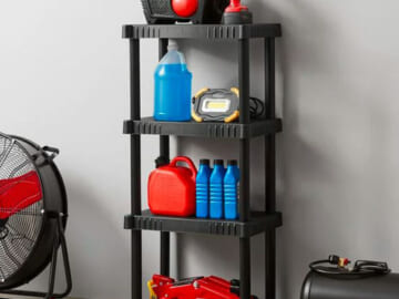 Hyper Tough 4 Shelf Plastic Garage Shelves $24.68 (Reg. $29.68) – 14″D x 21.75″W x 47.6″H