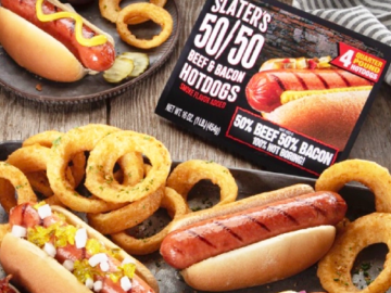 Free Slater’s 50/50 Beef & Bacon Hot Dogs!
