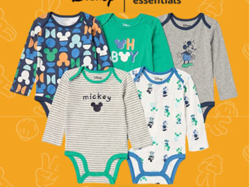 5-Pack Amazon Essentials Baby Boys’ Long Sleeves Bodysuits from $10.96 (Reg. $29.90) – $2.19 each + Disney, Marvel, Star Wars & More