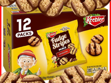 FOUR 12-Count Keebler On-The-Go Fudge Stripes Cookies as low as $3.99 EACH Shipped Free (Reg. $6) – 33¢/1 oz Pouch + Buy 4, Save 5%