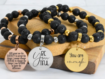 Natural Lava Stone Inspirationial Bracelet only $5.59 shipped!