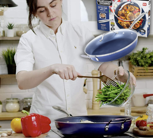 14” Granitestone Nonstick Frying Pan with Lid $60.80 Shipped Free (Reg. $100)