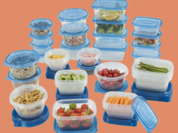Mainstays Set of 46 Food Storage Containers with Lids, Variety Value Set $9.98 – $0.22/ Container with Lid, Different Shapes and Sizes