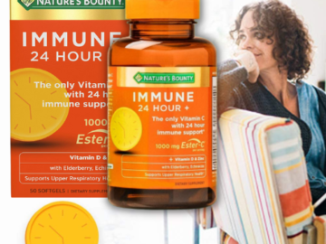 FOUR Bottles of 50-Count Nature’s Bounty 24 Hour + Immune Support Softgels as low as $4.73 EACH Box After Coupon (Reg. $10) + Free Shipping – 9¢/Softgel + Buy 4, Save 5%