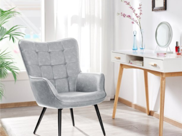 Accent your living space with this modern style Wingback Accent Chair, Gray Faux Leather for just $136 Shipped Free (Reg. $239.99)