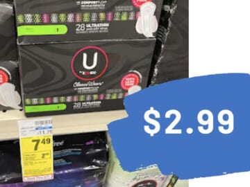 $2.99 U by Kotex Pads & Liners at CVS