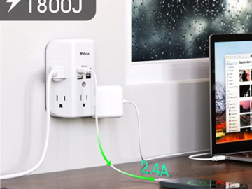Mifaso 9 in 1 Wall Outlet Surge Protector $10.49 After Code (Reg. $15) – 2.2K+ FAB Ratings! – With 5 AC Outlets + 3 USB Ports + 1 USB-C