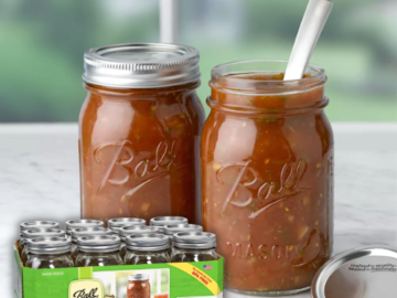 12-Count Ball Regular Mouth Pint Mason Jars with Lids & Bands $10.59 – 88¢/ 16 Oz Jar with Lid & Band