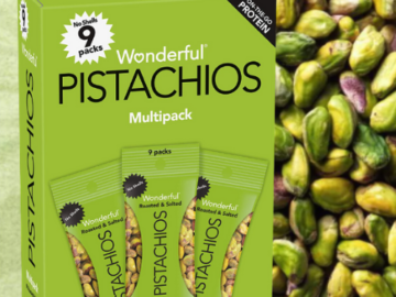 FOUR Boxes 9-Pack Wonderful Pistachios No Shells, Roasted and Salted as low as $5.97 PER BOX (Reg. $12.19) + Free Shipping – 66¢/ 0.75 oz pouch! + Buy 4, save 5%