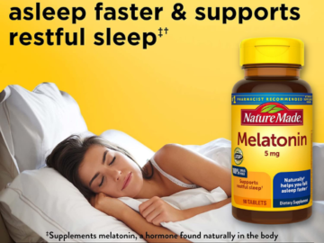 FOUR Bottles of 90-Count Nature Made Melatonin Tablets as low as $4.77 EACH Bottle After Coupon (Reg. $10.59) + Free Shipping – 5¢/Tablet + Buy 4, Save 5%