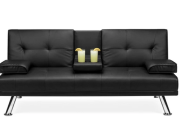 Faux Leather Upholstered Convertible Sofa Bed Futon only $214.99 shipped (Reg. $350!)