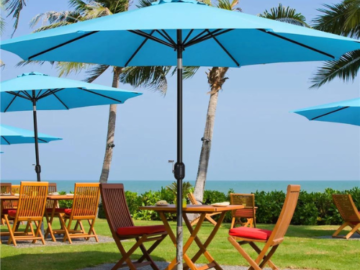 Protect yourself and your family from the sun’s damaging rays with this SMILE MART 11 Foot Patio Umbrella for just $35 Shipped Free (Reg. $52.99) – with Crank and Push Button to Tilt, Sky Blue