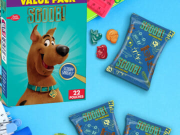 FOUR Boxes 22-Ct Scooby Doo Fruit Flavored Snacks Treat Pouches as low as $3.26 PER BOX After Coupon (Reg. $6) – $0.15/ Pouch + Free Shipping + Buy 4, save 5%