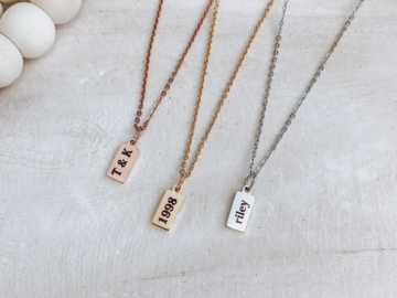 Waterproof Custom Mini Tag Necklace 18K Gold Plated