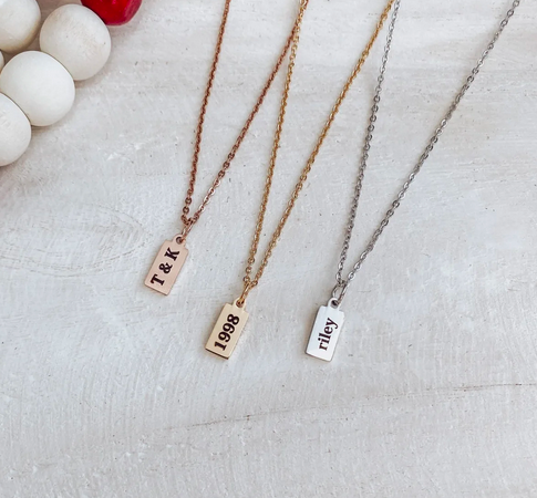 Waterproof Custom Mini Tag Necklace 18K Gold Plated only $19.99 shipped!
