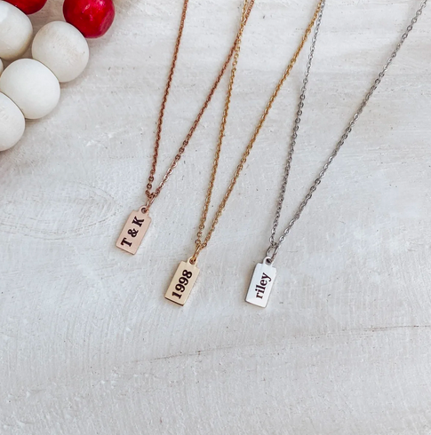 Waterproof Custom Mini Tag Necklace 18K Gold Plated