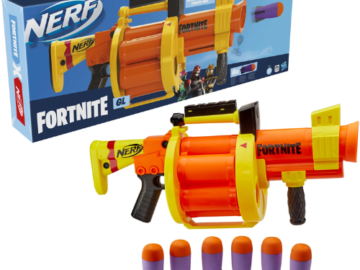 Nerf Fortnite GL Blaster with 6 Nerf Rockets $24.97 (Reg. $59.99) – Drum and Shield