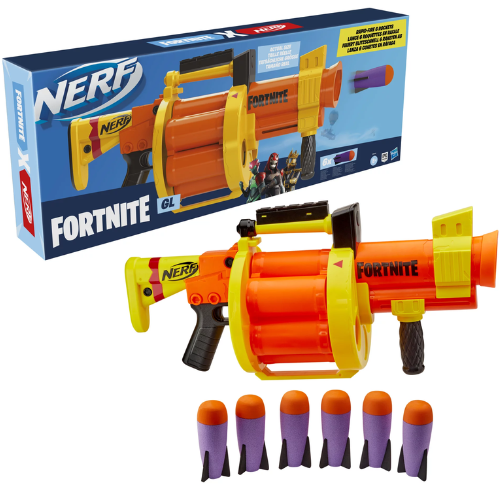Nerf Fortnite GL Blaster with 6 Nerf Rockets $24.97 (Reg. $59.99) – Drum and Shield