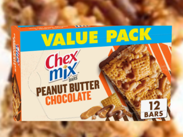 FOUR 12-Count Chex Mix Snack Bars, Peanut Butter Chocolate, 13.56 oz Box as low as $3.89 EACH Box After Coupon (Reg. $6.54) + Free Shipping – 32¢/Bar + Buy 4, Save 5%