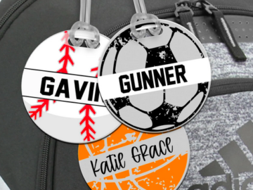Custom Sports Bag Tag only $12.99 shipped!