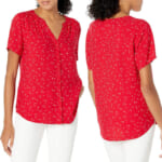 Amazon Essentials Women’s Short-Sleeve Woven Blouse (Red/Leaf) $10.90 (Reg. $19.90) – Sizes S, M, XL