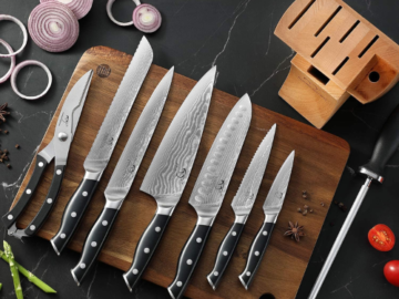 Today Only! 9-Piece Damascus Kitchen Knife Set with Block $151.99 Shipped Free (Reg. $249.99) – FAB Ratings!