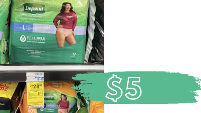 Depends Products $5 a Pack at CVS (reg. $16.50)
