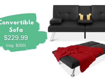Faux Leather Convertible Sofa Bed $210 (reg. $350)