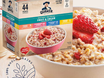 44-Count Quaker Instant Oatmeal Fruit & Cream Variety Pack as low as $14.79 Shipped Free (Reg. $19.60) – 4 Flavors, $0.34 Each