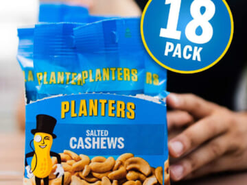18-Pack PLANTERS Salted Cashews as low as $8.79 Shipped Free (Reg. $12.92) – $0.49/1.5 oz. Bag