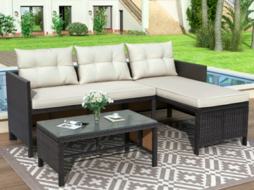 3 Pieces Patio Furniture Sectional Set