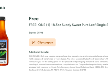 New Publix Digital Coupon | FREE Subtly Sweet Pure Leaf Single Serve Tea