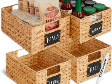 Set of 4 Water Hyacinth Pantry Baskets with Chalkboard only $39.99 shipped!