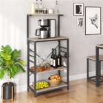 Keep your kitchen organized and tidy with this Easyfashion 4-Tier Kitchen Cart Bakers Rack with Side Hooks, Gray for just $65 Shipped Free (Reg. $75.98)