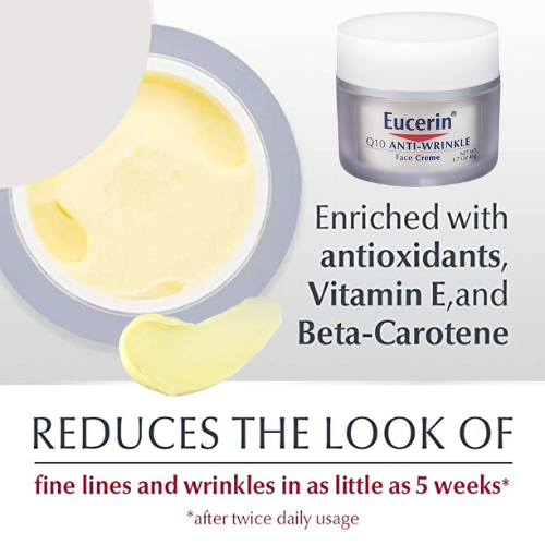 TWO Eucerin Q10 Anti-Wrinkle Face Cream, 1.7 Oz Jar as low as $5.36 EACH After Coupon (Reg. $11) + Free Shipping +  Buy 2, Save 50% on 1