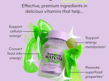 Today Only! 60-Count Lemme Matcha Superfood Energy Gummies as low as $20.40 Shipped Free (Reg. $30) -$0.34/ Gummy, For Energy, Metabolism & Healthy Skin