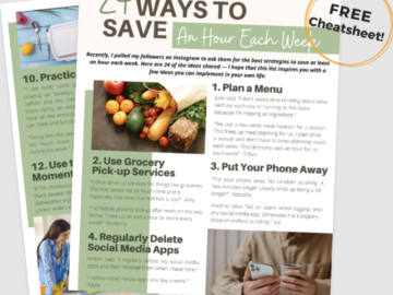 FREE Cheat Sheet: 24 Ways to Save an Hour Each Week!