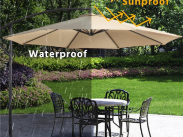 Get comfortable, sun-safe shade with SmileMart 10 Foot Patio Umbrella, Tan for just $45.50 Shipped Free (Reg. $119.99)