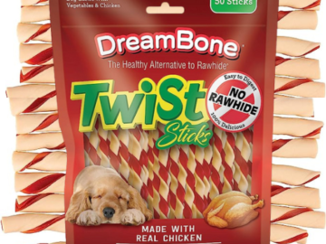 50-Count Dreambone Twist Sticks, Chicken Rawhide-Free Chews For Dogs as low as $9.13 Shipped Free (Reg. $15) – 18¢/Stick