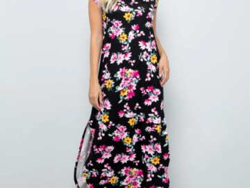 Spring Floral Maxi Dress With Side Slits $16 Shipped Free (Reg. $53) – 11 Colors – S to 2XL