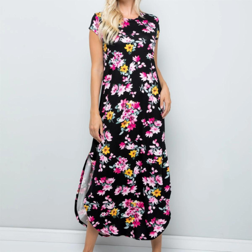 Spring Floral Maxi Dress With Side Slits $16 Shipped Free (Reg. $53) – 11 Colors – S to 2XL