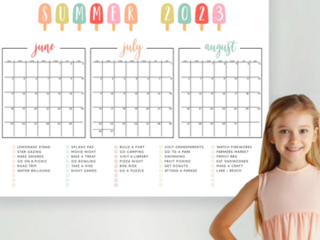 Summer Calendar Bucket List Activity Poster