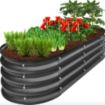 Outdoor Raised Metal Oval Garden Bed, Planter Box