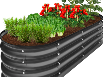 Outdoor Raised Metal Oval Garden Bed, Planter Box