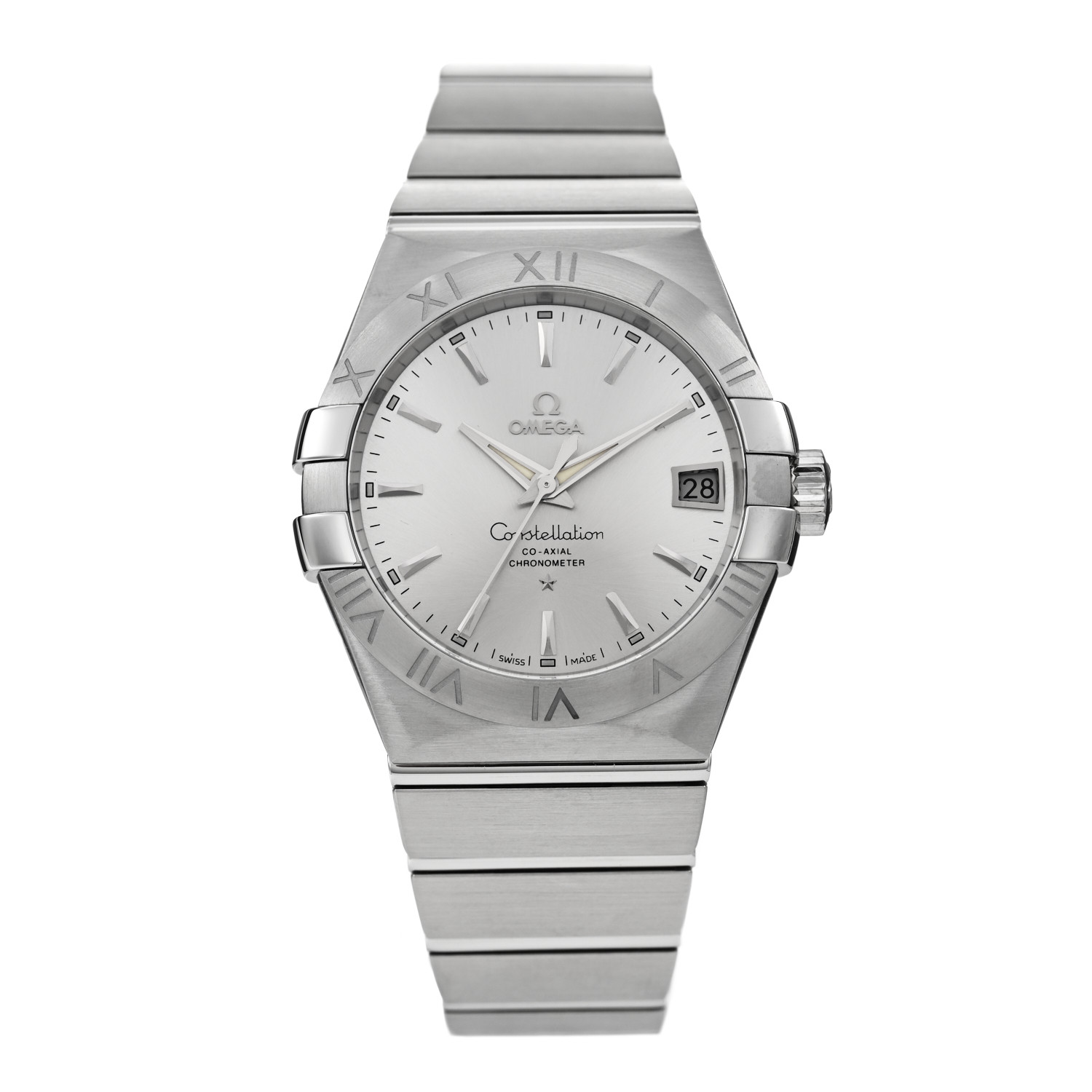 this is an image of an OMEGA Stainless Steel 38mm Constellation Chronometer Automatic Watch reference number 123.10.38.21.02.001 by FASHIONPHILE